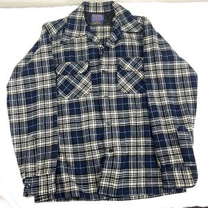Rare 1960s VTG Pendleton Virgin Wool Plaid Camp Collar Shirt Tailored Silverwood